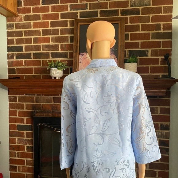 WOMEN'S ALFRED DUNNER blue FLORAL 2-FER  KNIT TOP WITH NECKLACE SP $58 New - Picture 6 of 16